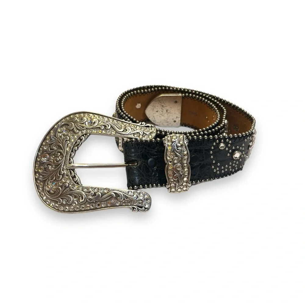 Brighton Rhinestone Studded Punk Cross Belt